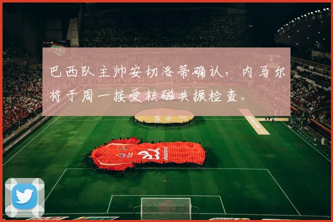 巴西队主帅安切洛蒂确认，内马尔将于周一接受核磁共振检查。